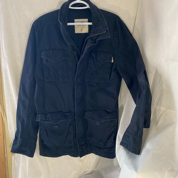 HOLLISTER MEN JACKET M 44" Chest Military Navy Blue Zipper Canvas Pockets - Picture 1 of 7
